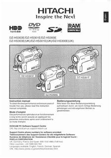 Hitachi DZ HS 301 manual. Camera Instructions.